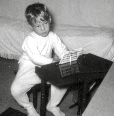 Little Charles Playing Piano in His Pajamas, by Dianne Hutchins